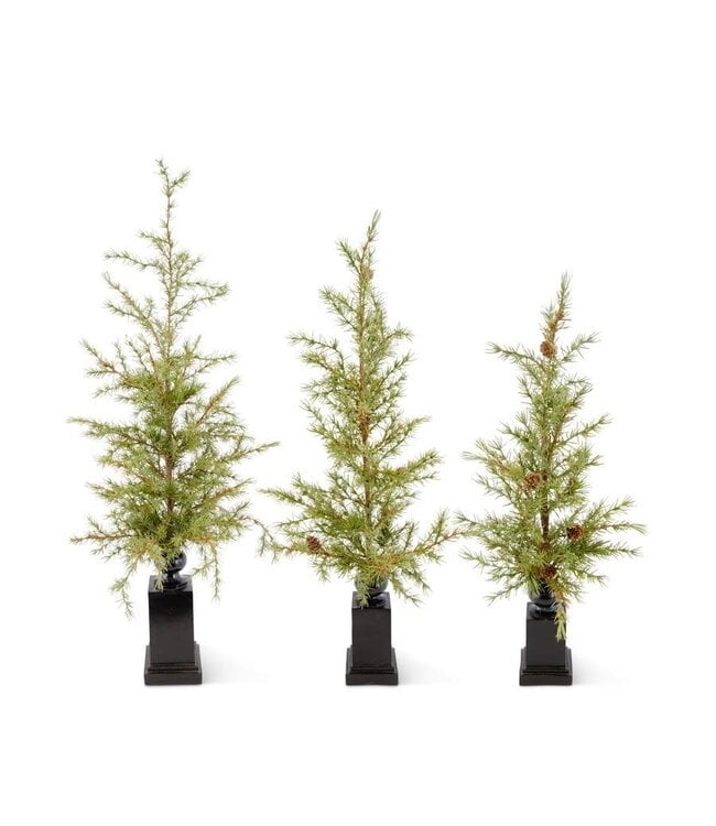 Pine Trees w/Mini Pinecones on Black Resin Spindle - Sold Individually