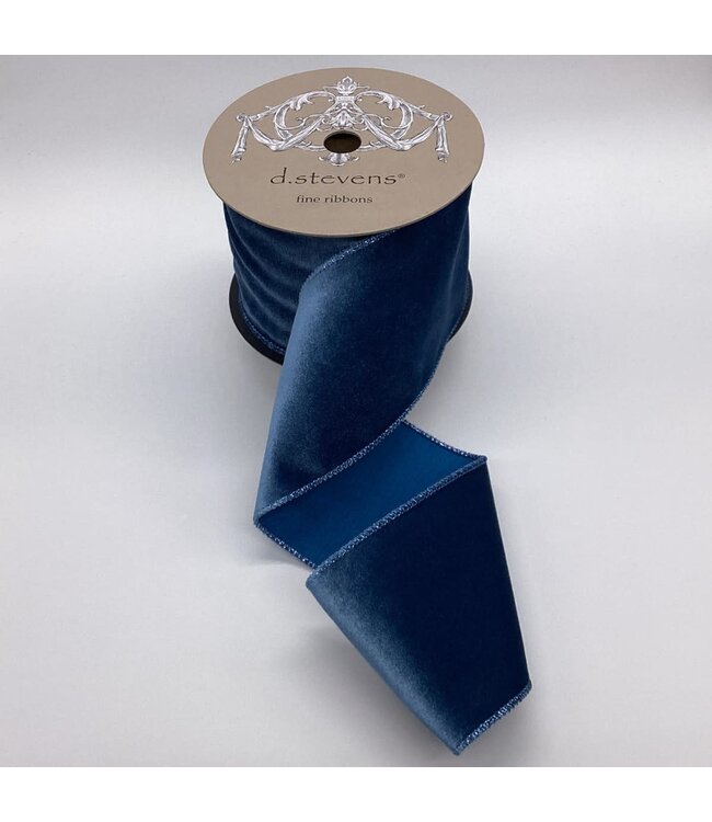 4" x 10yds Velvet Ribbon – Dusty Blue