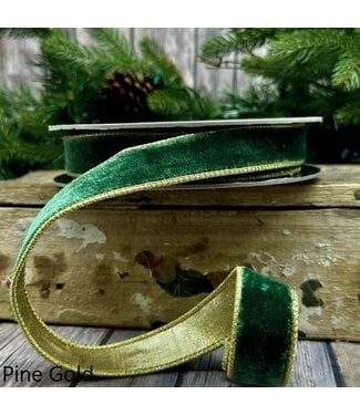 1” X 10YDS VP Lush Velvet Matching Dupion Back, Pine