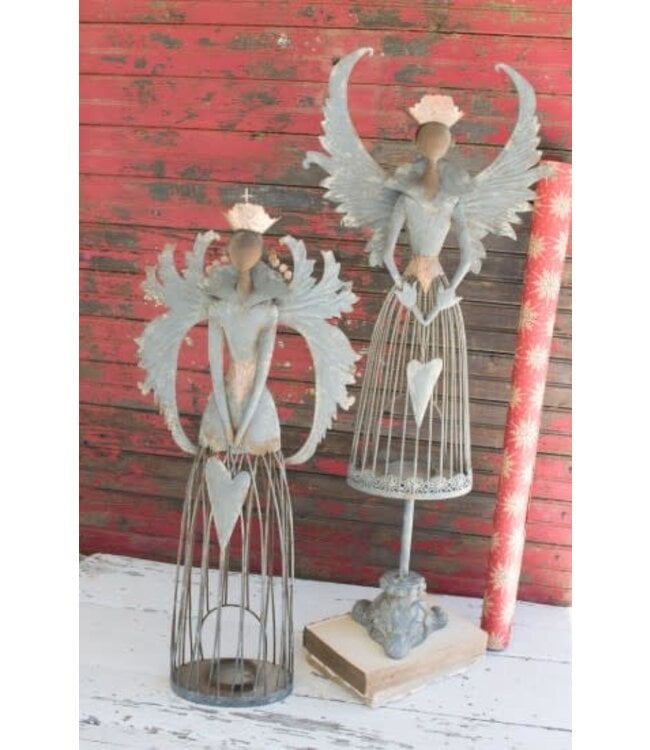 Set of 2 Metal Christmas Angels