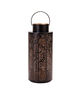 14" Deer and Tree Lantern Metal