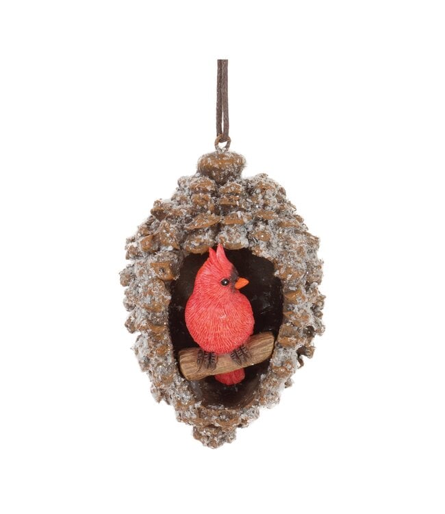 4.5" Cardinal in Cone Ornament Resin