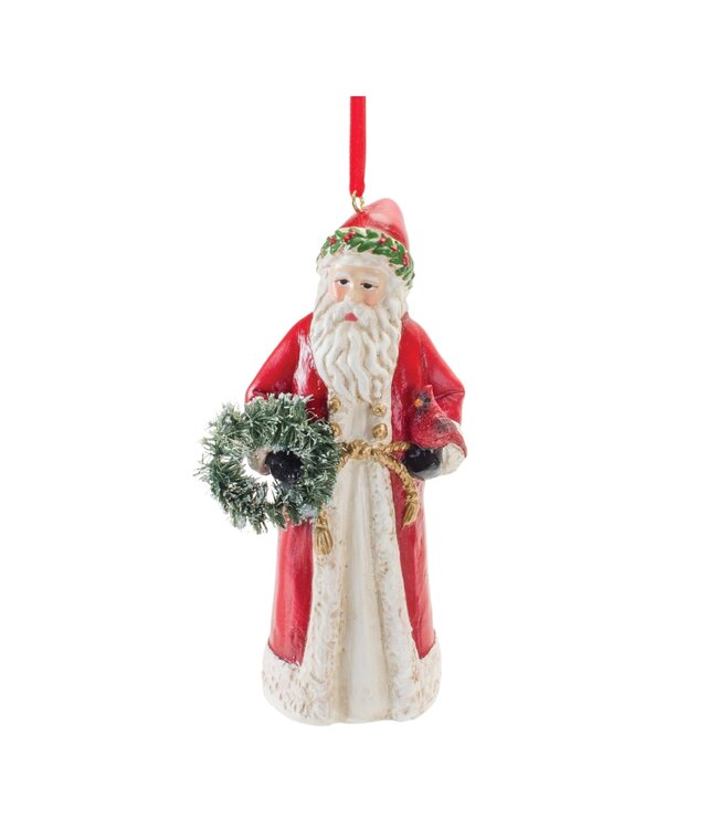 4.5" Santa With Cardinal Ornament-sold individually