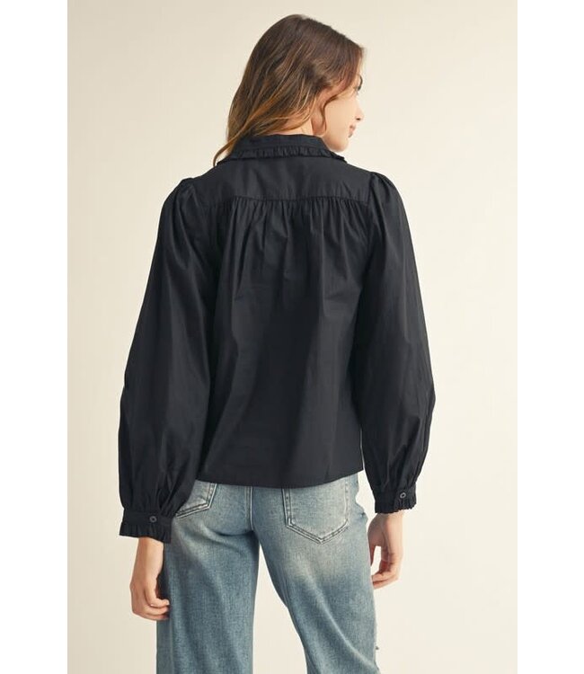 Cindy Ruffle Accent Button Down Lovely Shirt