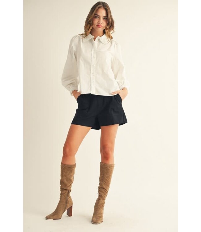Cindy Ruffle Accent Button Down Lovely Shirt