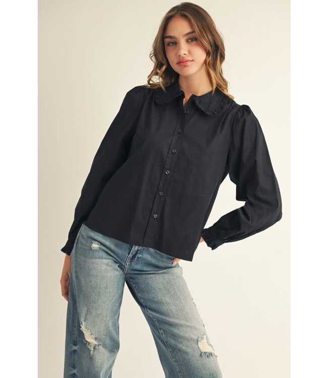 Cindy Ruffle Accent Button Down Lovely Shirt