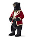 45.75" Standing Bear in Burgundy & Gold Velvet Coat w/Green Bow Tie