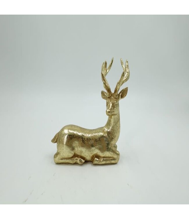Res Sitting Golden Reindeer Decor