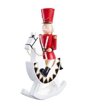 28" Nutcracker on Rocking Horse Red White