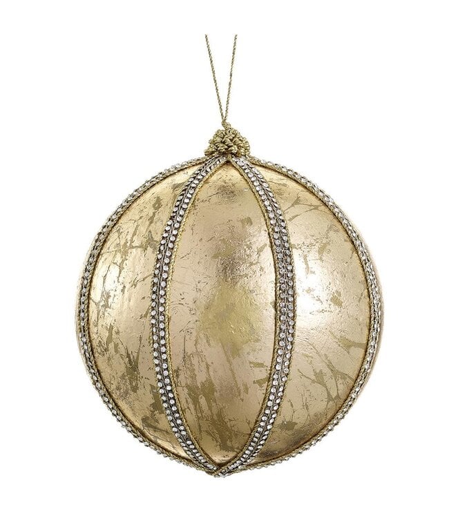 Diamond Trim Ball Ornament Gold