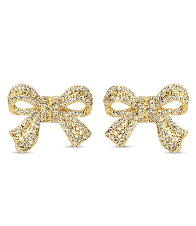 Large Pave Bow Stud Earrings