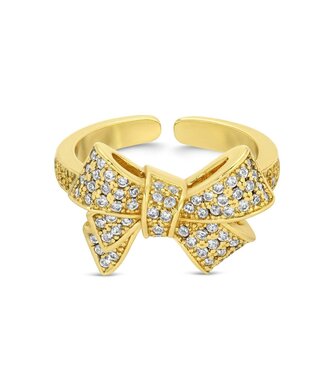 Large Adjustable Pave Bow Ring