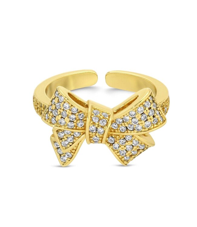 Large Adjustable Pave Bow Ring