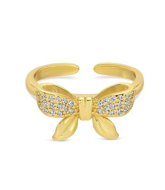 Adjustable Pave Bow Ring