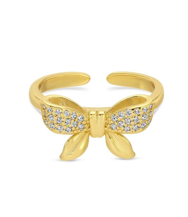 Adjustable Pave Bow Ring