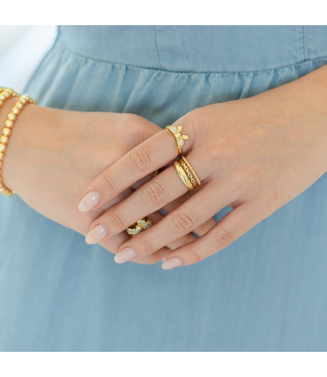 Adjustable Pave Bow Ring