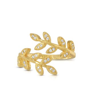 Pave Adjustable Leaf Ring