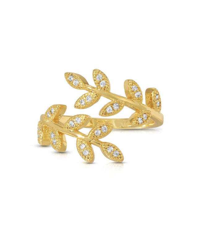 Pave Adjustable Leaf Ring
