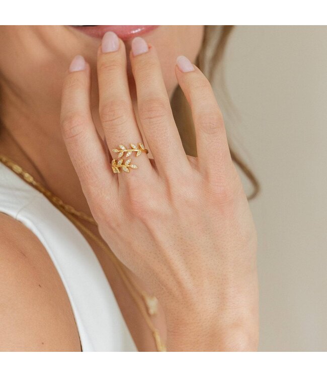 Pave Adjustable Leaf Ring