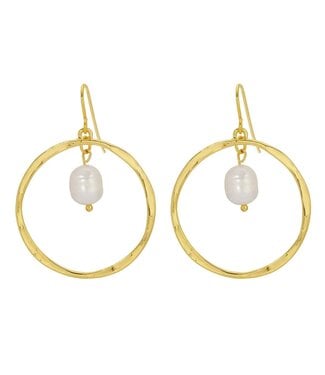 Open Drop Earrings with Pearl Charm