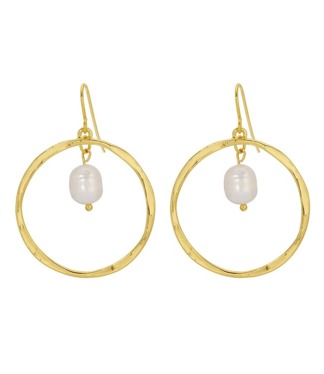 Open Drop Earrings with Pearl Charm