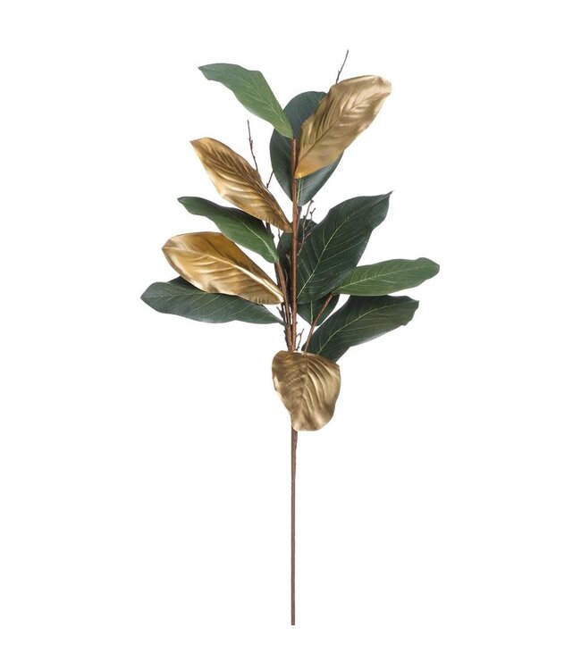 38" Magnolia Leaf Spray Green Gold