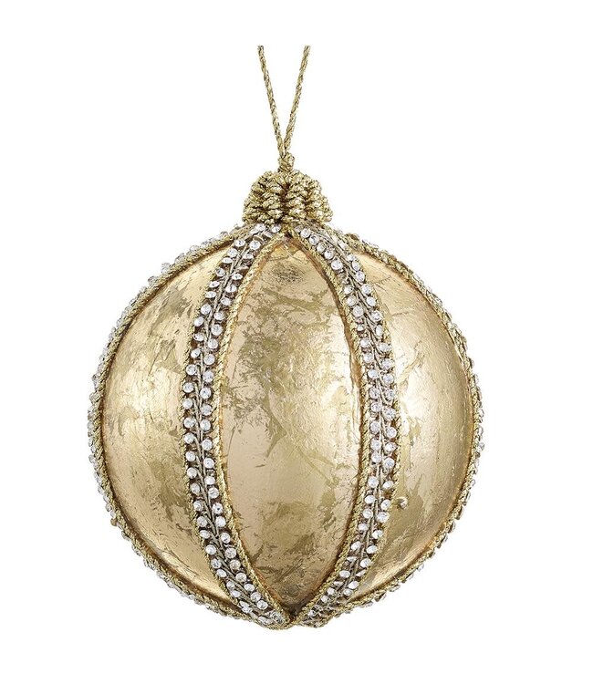 Diamond Trim Ball Ornament Gold