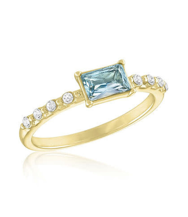 Light Sapphire Rectangle Gold Layers Rings