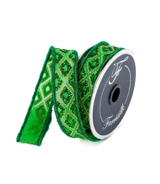Marquise Diamond Trim Ribbon - Emerald