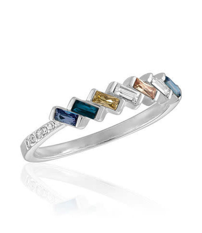 Slanted Multi Color Baguette Stack Ring