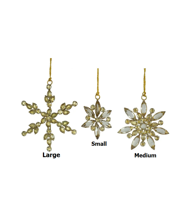 Jeweled Golden Snowflake Ornaments-sold individually