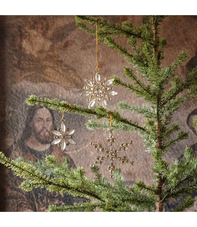 Jeweled Golden Snowflake Ornaments-sold individually