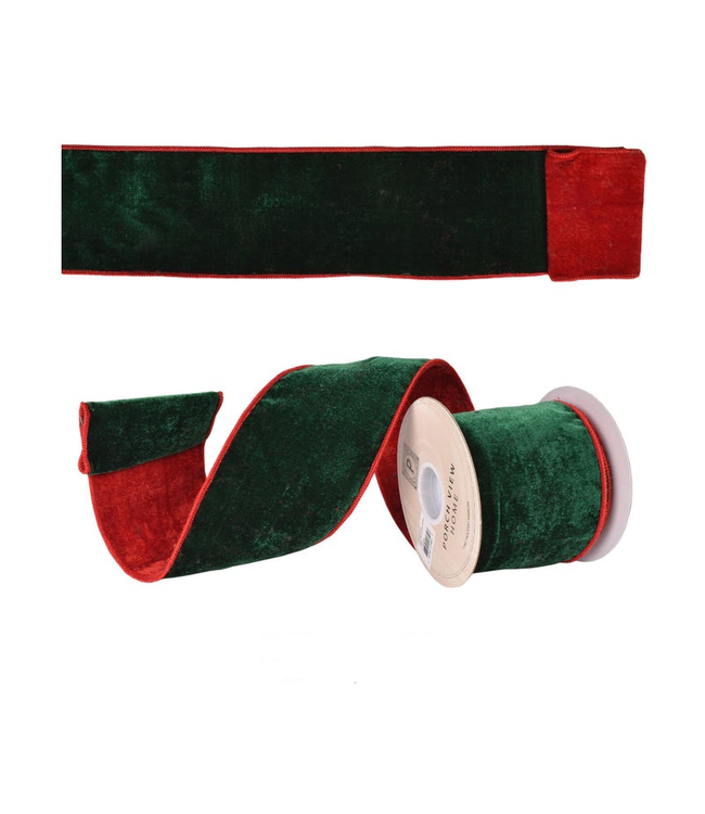 Plush Red & Green Velvet Ribbon 4"