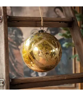 Etched Brilliant Gold Ball Ornament 8"