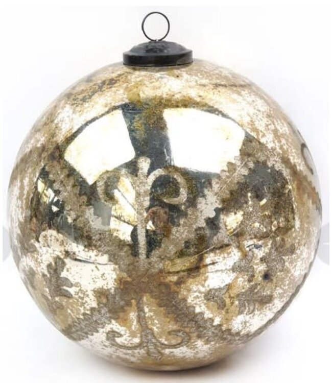 Etched Brilliant Gold Ball Ornament 8"