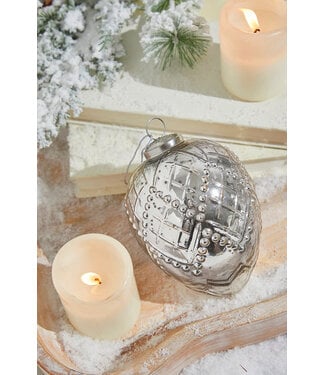 Beaded Regal Burnished Mercury Glass 8" Ornament