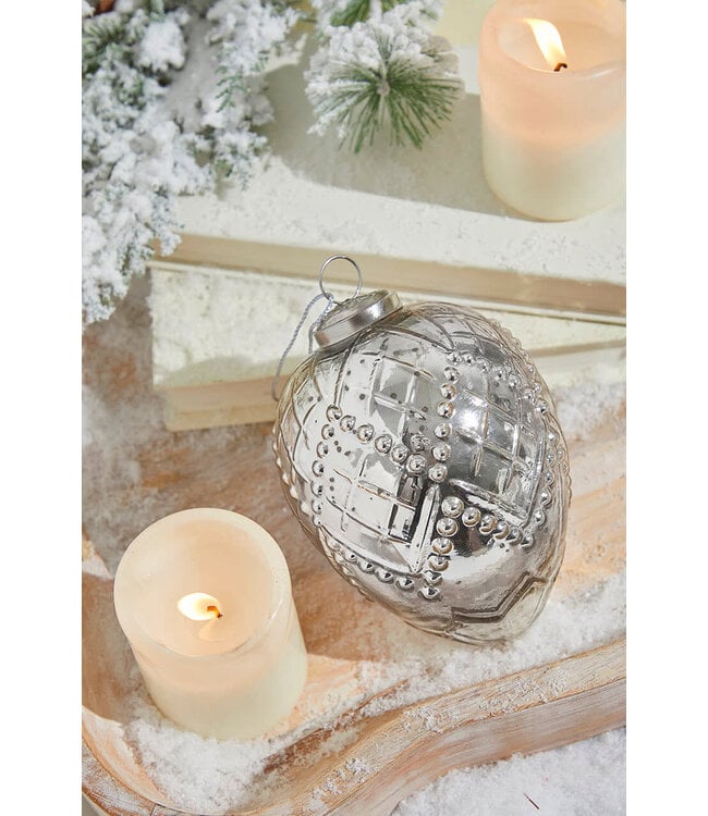 Beaded Regal Burnished Mercury Glass 5" Ornament