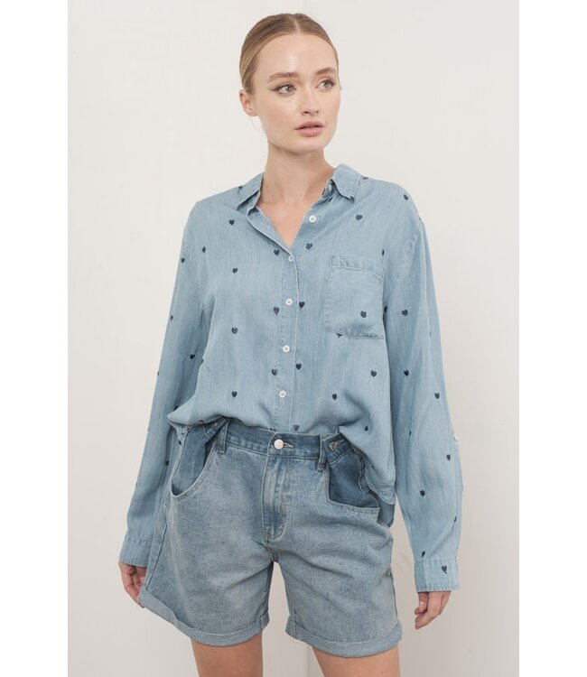 Naomi Oversized Chambray Heart Shirts