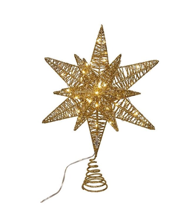 15" Twinkling LED Gold Starburst Treetop