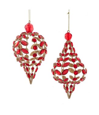 Wired Red Jeweled Acrylic Ornament - Sold Individually