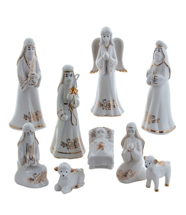 Gold and White Nativity Table Piece - Sold as Set