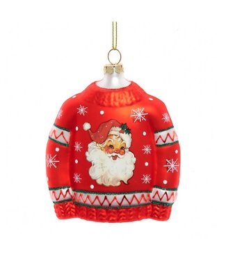 Glass Santa Sweater Ornament