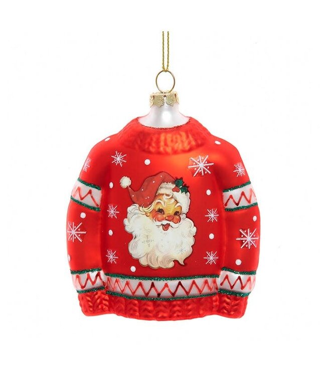 Glass Santa Sweater Ornament