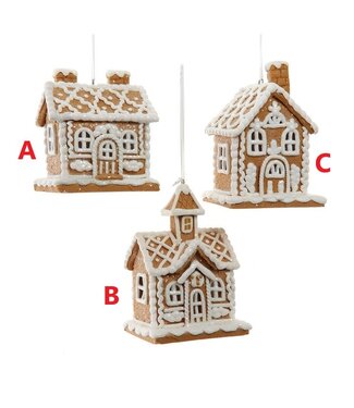 4" Gingerbread House Ornament - Sold Individually