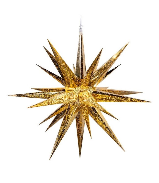 24" 4-Light Warm White LED Gold Crackle Moravian Star