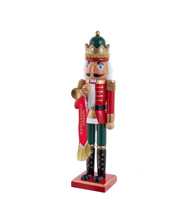 15" Red & Green With Horn Nutcracker