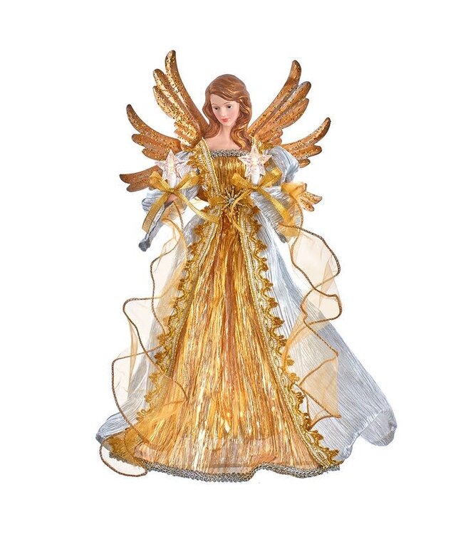 16" UL 10-Light Silver and Gold Ombré Angel Treetop