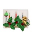 6.9" Holly Berry & Greenery With Gold Base Three Bubble Light Table Piece