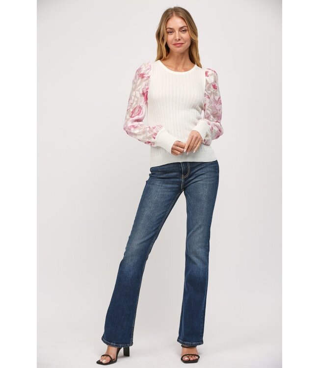 Gianna Floral Organza Slv Sweater