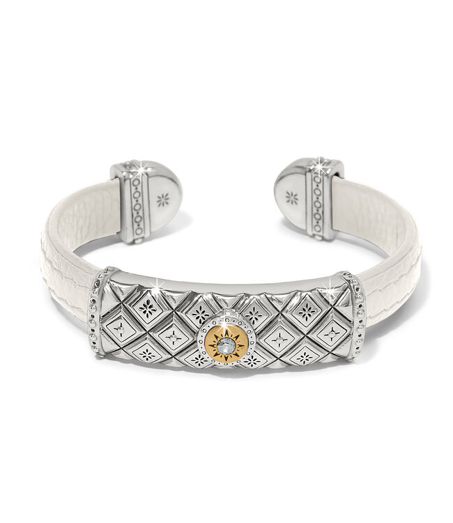 BRIGHTON Mosaic Two Tone Leather Bar Cuff Bracelet